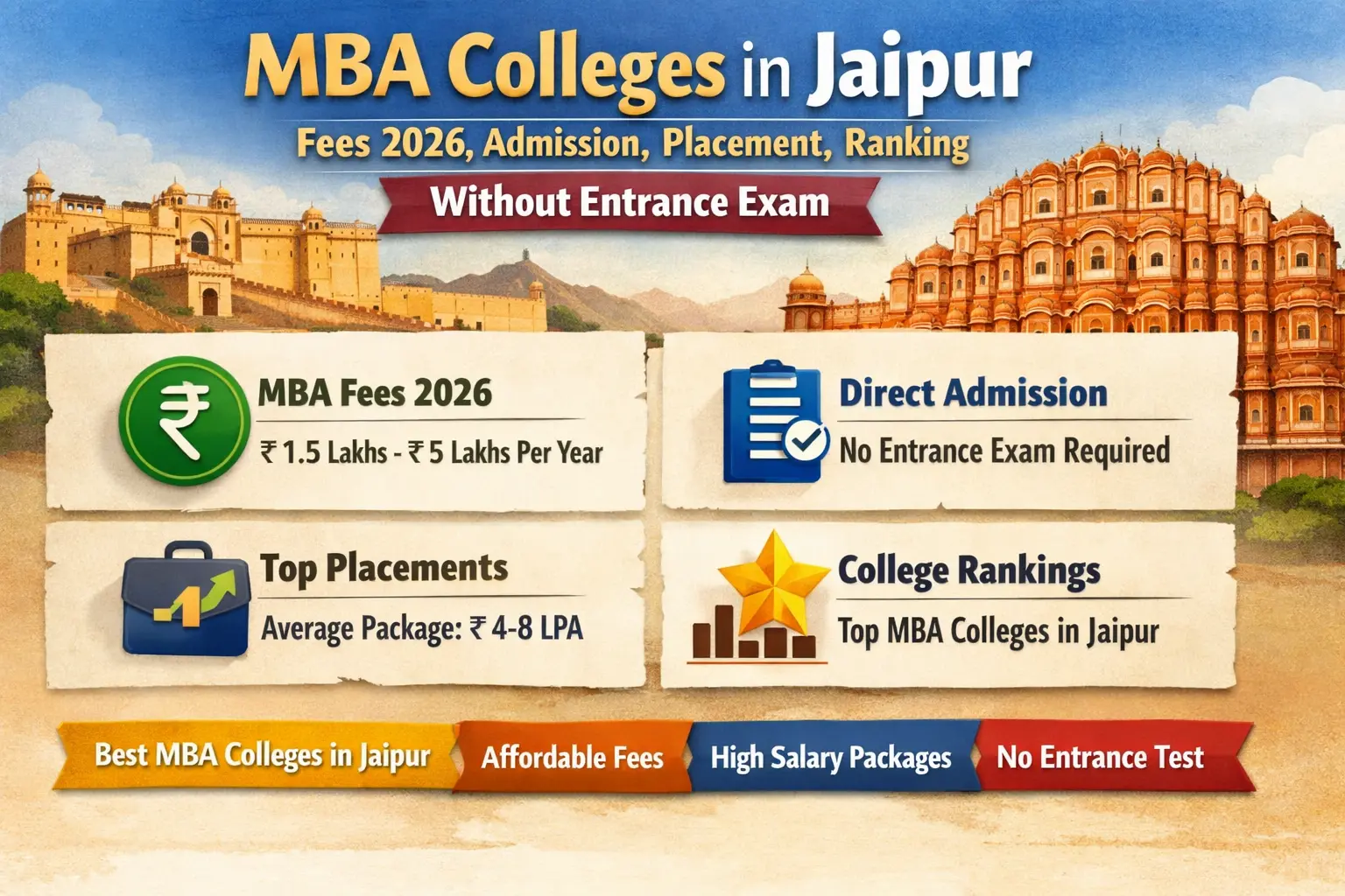 MBA Colleges in Jaipur: Fees 2026, Admission, Placement, Ranking, Without Entrance Exam
